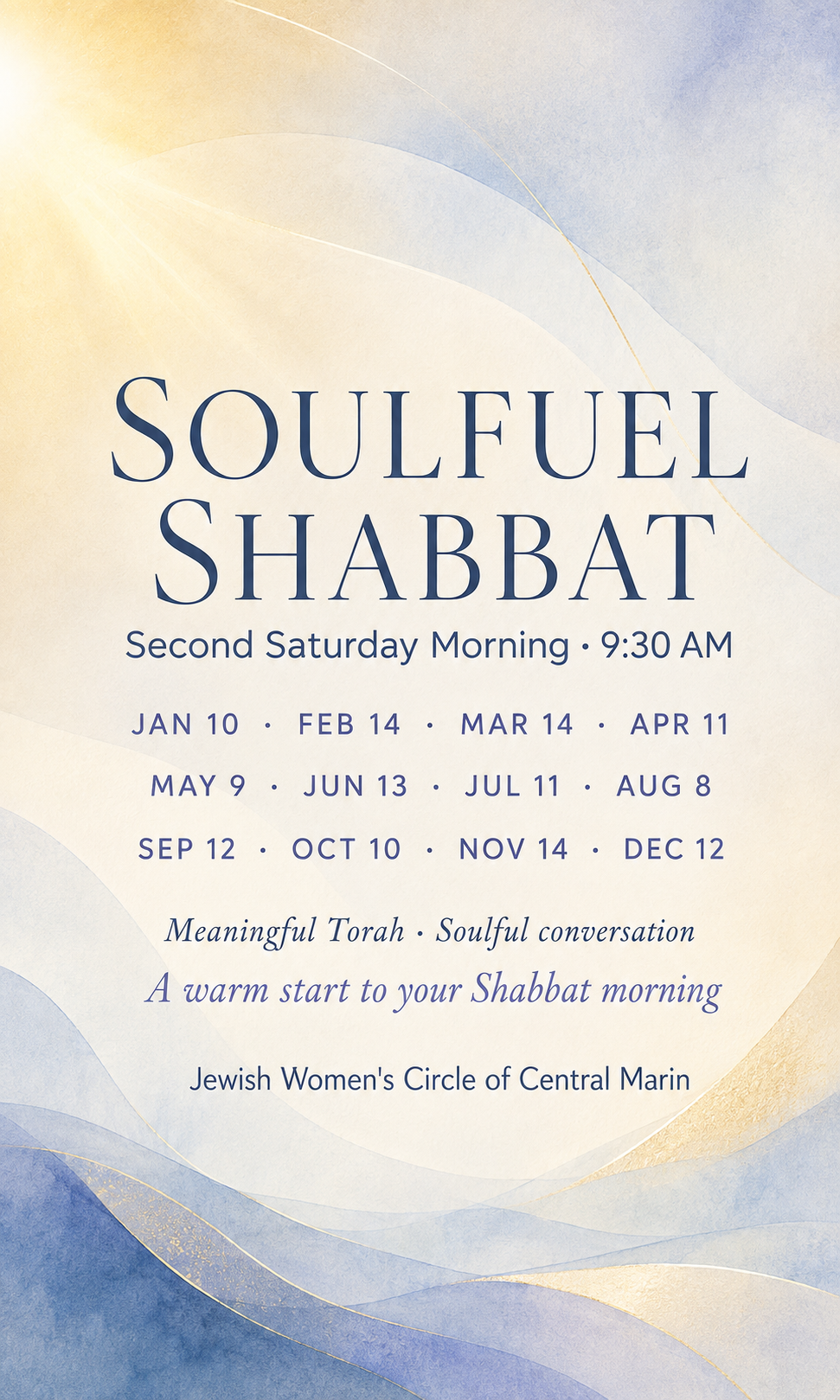 SoulFuel Shabbat calendar